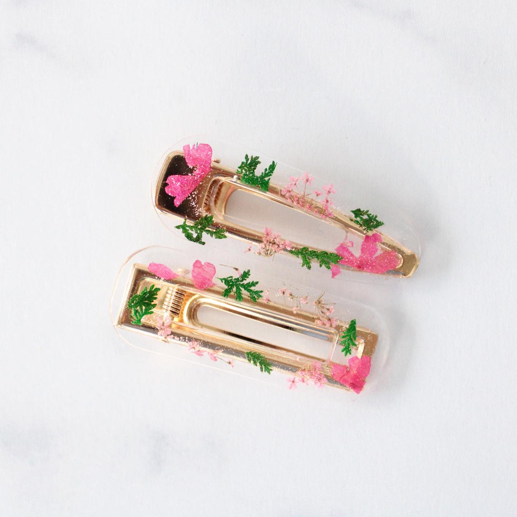 Pink Floral Clips